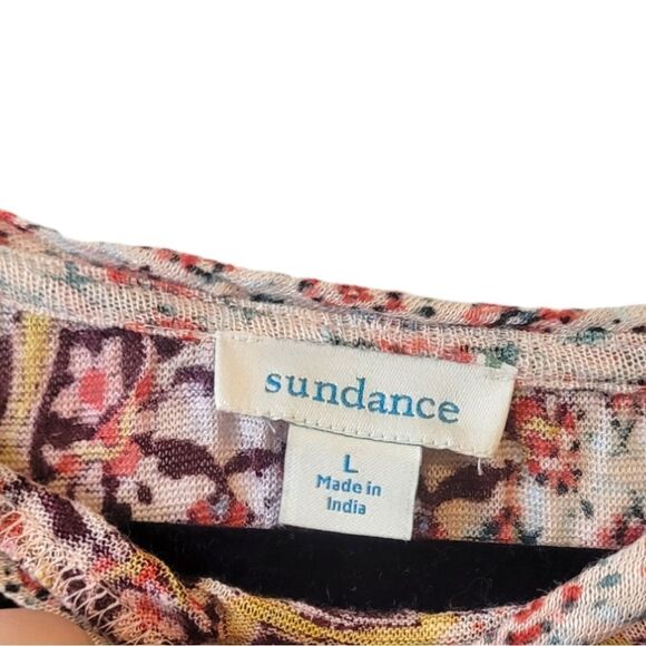 Sundance 100% Linen Floral Boho Front Slit Blouse - Picture 3 of 5